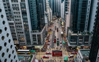 hong kong arial shot of the city