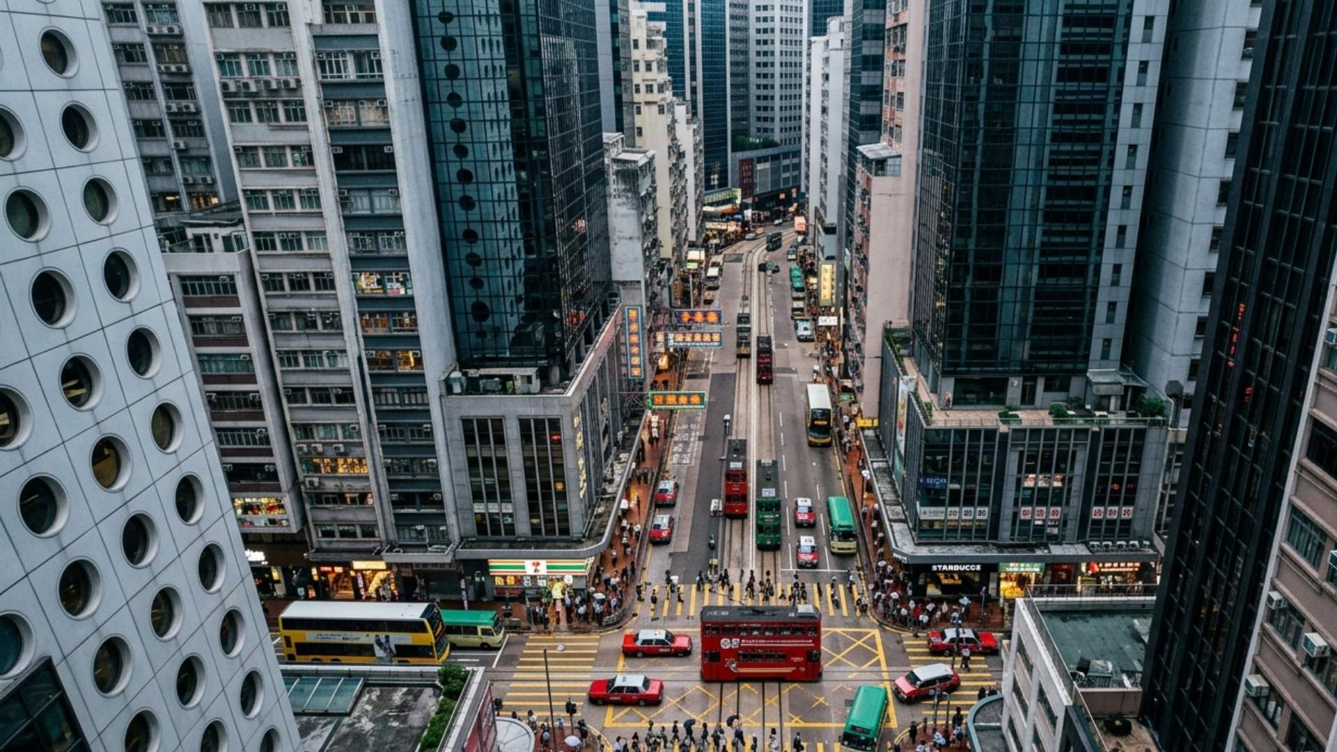 hong kong arial shot of the city